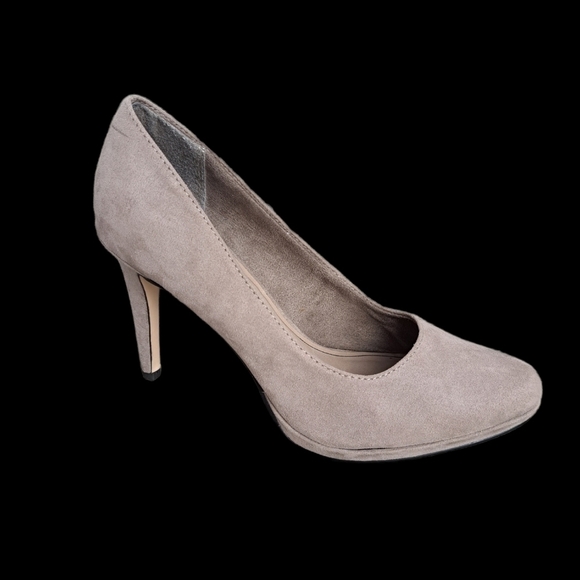 Tamaris suede leather women's shoes, 4" heel. Size 38, taupe color - Picture 2 of 9